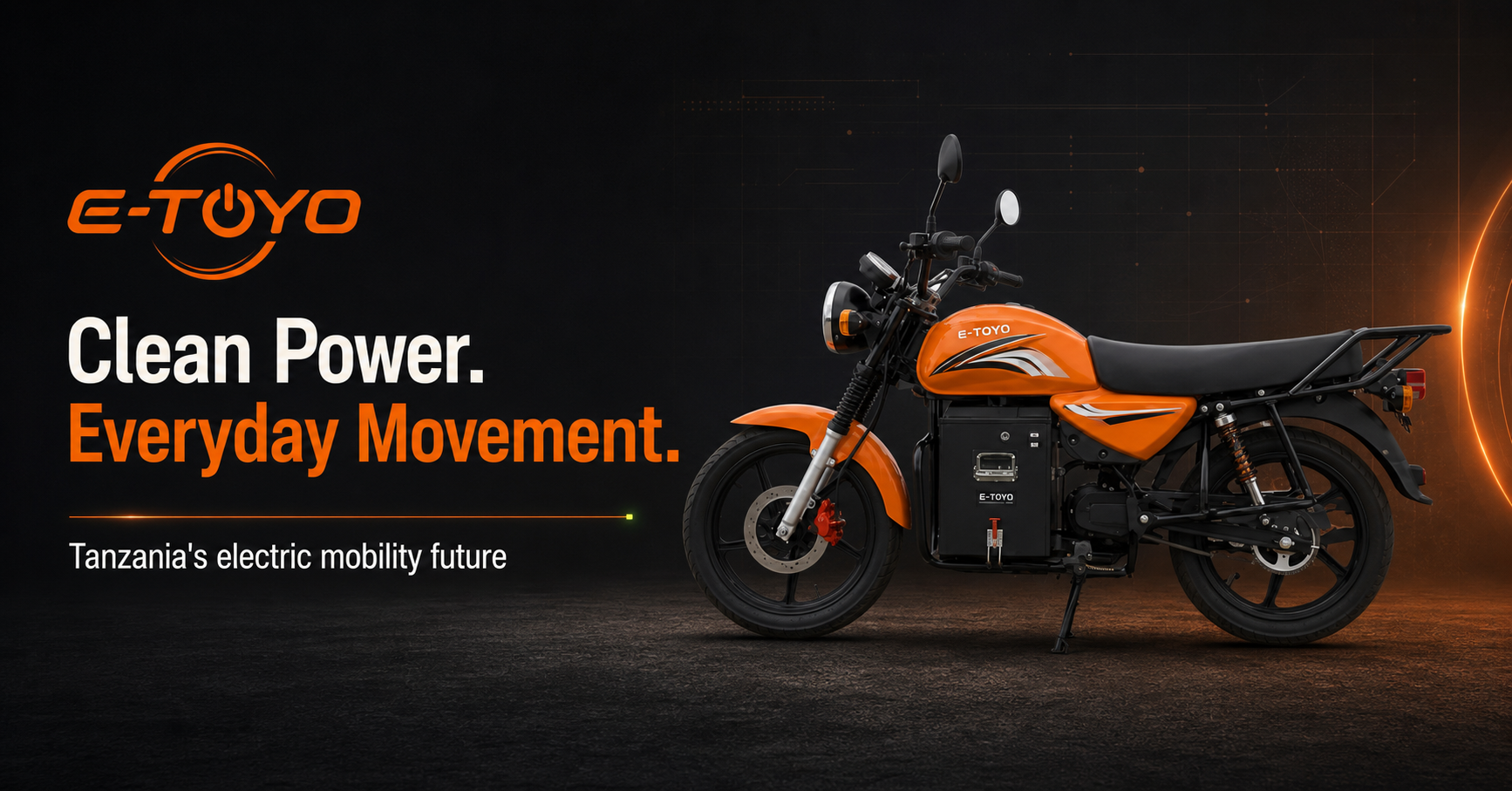 E-TOYO electric motorcycle campaign - Clean Power. Everyday Movement.